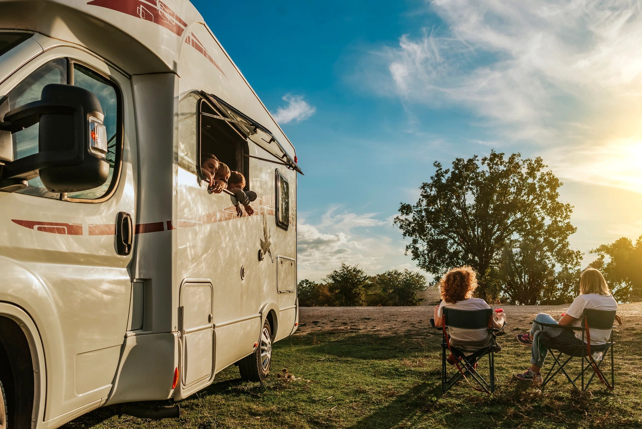 family enjoying RV park outdoors